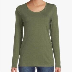 No Boundaries Olive Green Scoop Neck Cotton Long Sleeve Size L